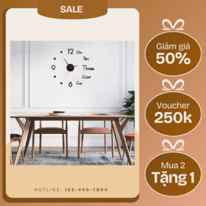 Đồng hồ dán tường 3D