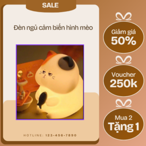 Đèn ngủ cảm biến hình mèo, vịt , gấu trúc dễ thương