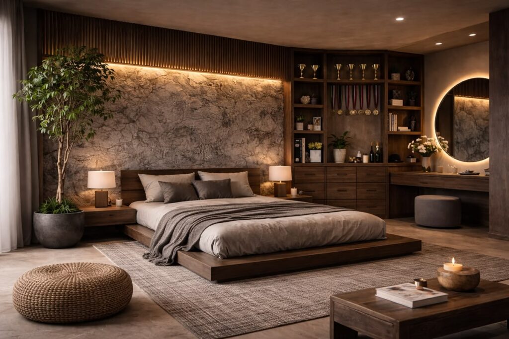 decor pòng ngủ với đèn LED