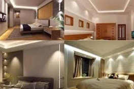 Đèn ngủ nghệ thuật đặt trên tab đầu giường.